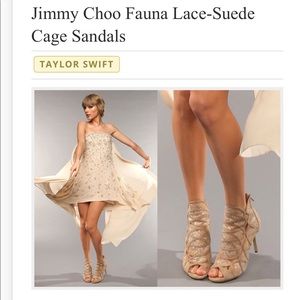 Jimmy Choo Fauna Lace-Suede Cage Sandal in Nude